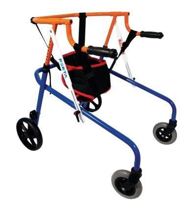 Rollator postérieur pour enfant orange et bleu Kaiman