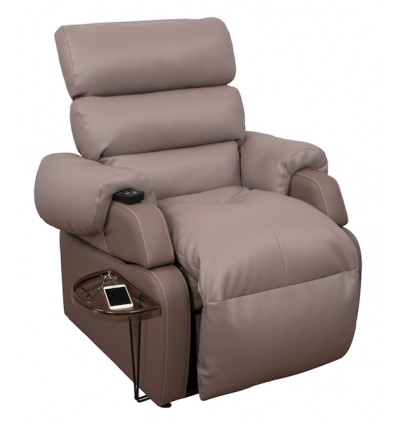 Fauteuil releveur Cocoon 1 moteur - design 1ère génération taupe + tablette