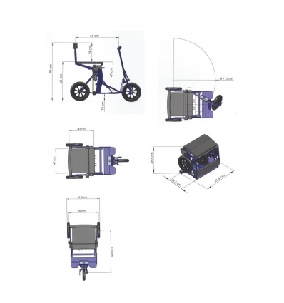 Dimensions du scooter électrique pliable automatiquement R30 DI BLASI