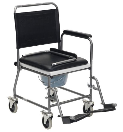 Chaise percée à roulettes noire pour personne âgée