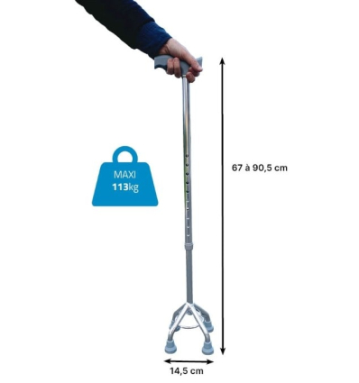 Dimensions de la canne quadripode Classic