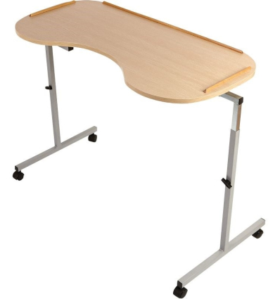 Table de lit roulante ergonomique réglable en bois