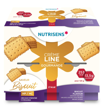 Crème dessert hyperprotéinée Cremeline 2kcal biscuit Nutrisens