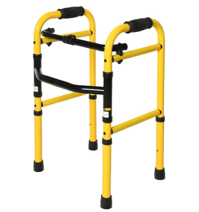 Cadre de marche fixe enfant pliable jaune et noir