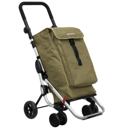 Chariot de courses 4 roues à pousser Go Up olive