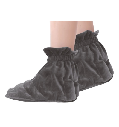 Chaussons chauffants micro-ondes graines de lin gris