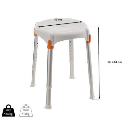 Dimensions du tabouret de douche rond Capri