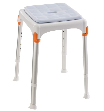 Tabouret de douche compact Capri avec coussin d'assise bleu
