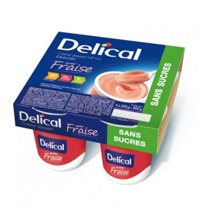 Crème dessert sans sucre Delical fraise
