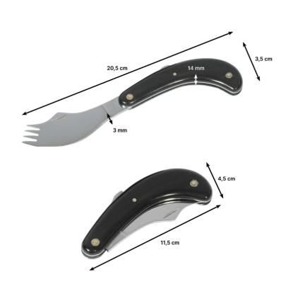 Dimensions du couteau fourchette pliant
