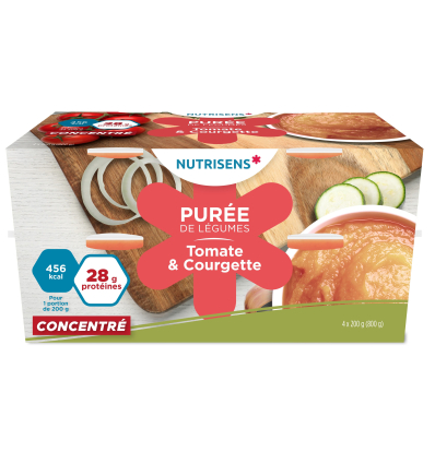 Purée de légumes hyperprotéinée Nutrisens tomate et courgette