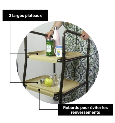 Desserte de table roulante 2 plateaux