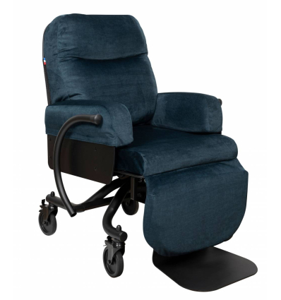 Fauteuil à pousser manuel Confort Vendôme velours bleu saphir