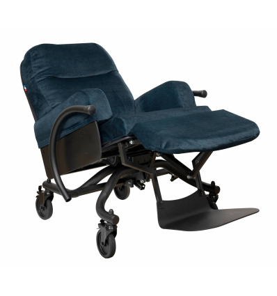 Fauteuil à pousser manuel Confort Vendôme velours bleu saphir