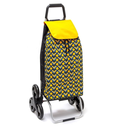 Chariot de courses 6 roues à pousser Carlux géométrique jaune