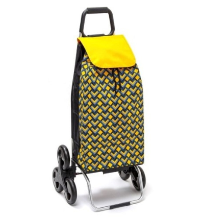 Chariot de courses 6 roues à pousser Carlux Trio géométrique jaune