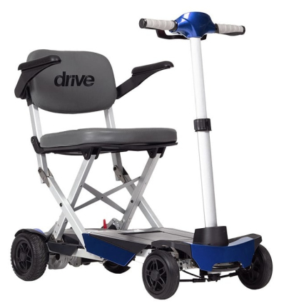 Scooter électrique 4 roues PMR pliable Manual Fold + bleu Drive Devilbiss