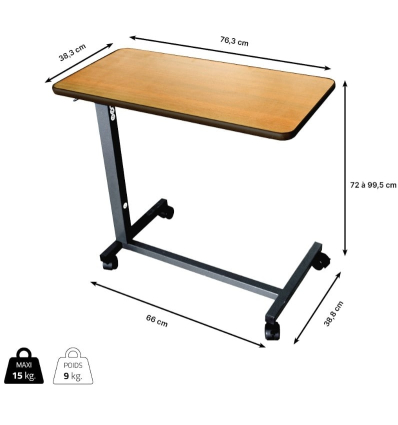 Table de lit roulante médicalisé Simplex Lift dimensions