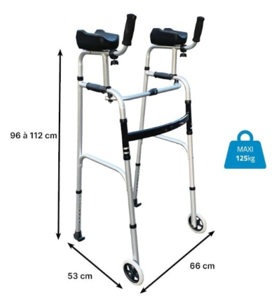 Dimensions du cadre de marche avec appui antébrachial