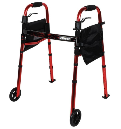 Déambulateur 2 roues pliant et léger Ready Set Go rouge Drive Devilbiss