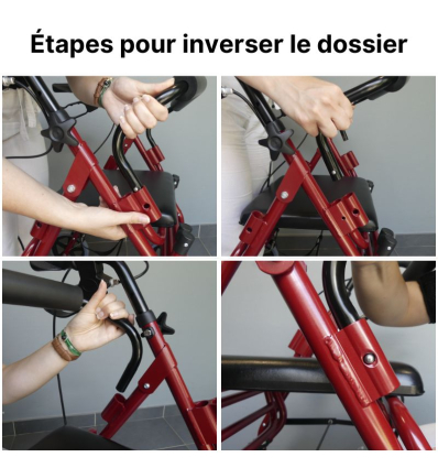 Déambulateur chaise roulante de transfert 2 en 1 Victor avec inversion dossier
