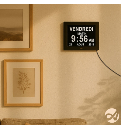Horloge calendrier numérique Aplos murale