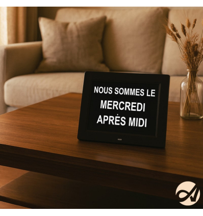 Horloge calendrier numérique médicale Aplos avec date, heure et période de la journée