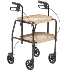 Table desserte roulante avec freins marron