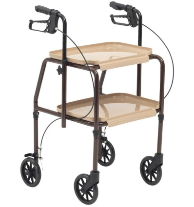 Table desserte roulante avec freins marron