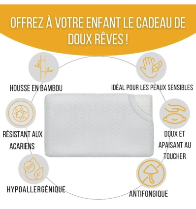 Oreiller enfant à mémoire de forme perforé bambou Inphysio