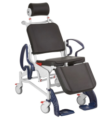 Chaise de douche percée inclinable à roulettes Phoenix