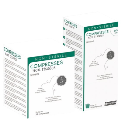Sachet de 100 compresses non tissées et non stériles Euromédis
