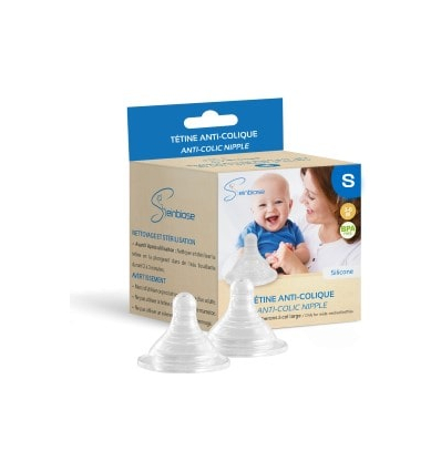 Lot de 2 tétines anti-coliques pour biberon de lait Seinbiose