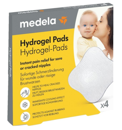 Boîte de 4 compresses Hydrogel Medela pour mamelons douloureux
