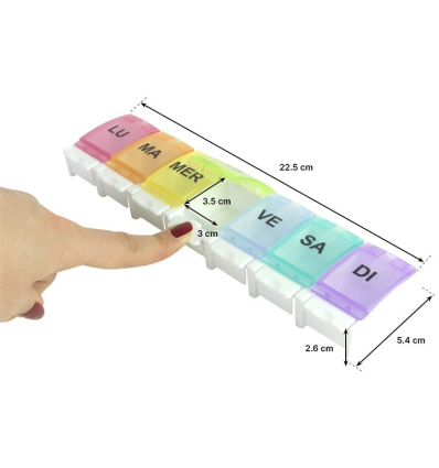 Dimensions du pilulier semainier pour médicament Color