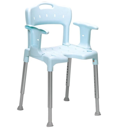 Chaise de douche avec accoudoirs Etac Swift bleu