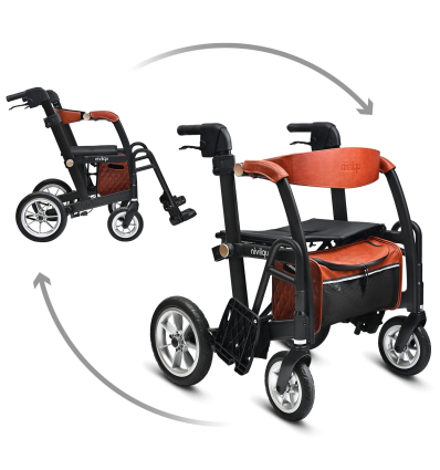 Déambulateur chaise roulante 2 en 1 pliable Glide