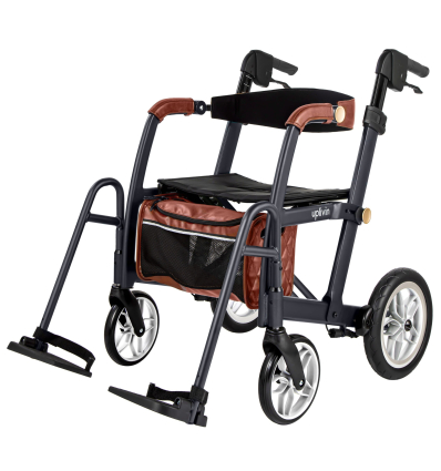 Déambulateur chaise roulante 2 en 1 pliable Glide noir