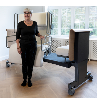 Lit médicalisé électrique 1 personne rotatif et releveur Rotobed Free avec barrières métalliques