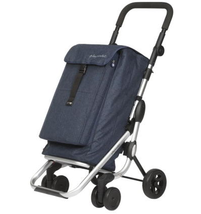 Chariot de courses 4 roues à pousser pliable Go Up bleu