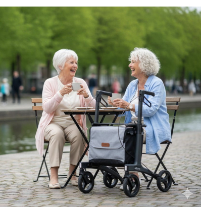 Déambulateur 4 roues léger et pliable avec pneus souples Rollz Flow