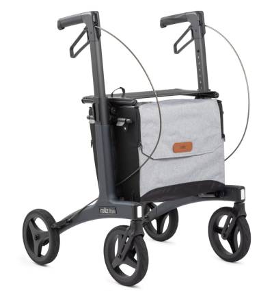Déambulateur 4 roues léger et pliable avec pneus souples Rollz Flow gris