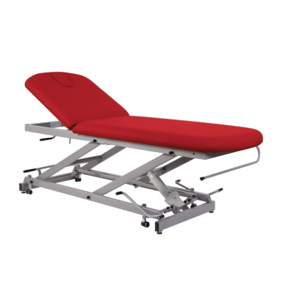 Table d'examen hydraulique 2 plans réglable en hauteur rouge