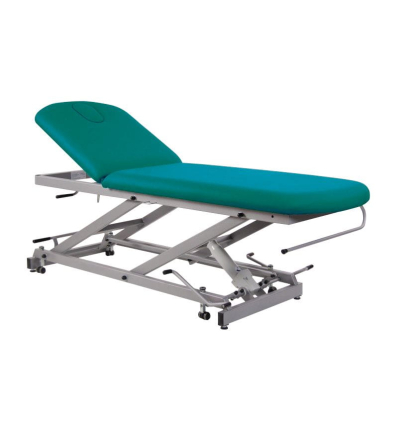 Table d'examen hydraulique 2 plans réglable en hauteur turquoise