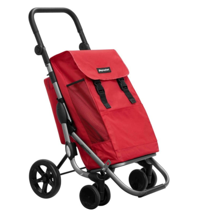 Chariot de courses 4 roues à pousser pliable Go Plus Playmarket rouge