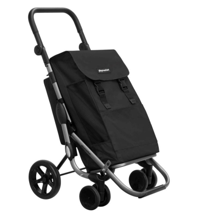 Chariot de courses 4 roues à pousser pliable Go Plus Playmarket noir