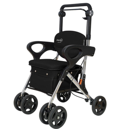 Déambulateur chariot de courses 4 roues à pousser avec siège Care Plus Playcare noir