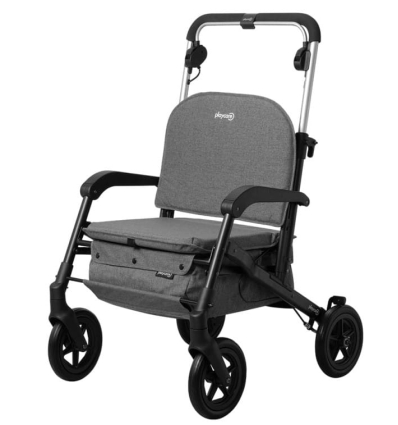 Déambulateur et chariot de courses 4 roues à pousser avec siège Care Lux ave poignée réglable en hauteur