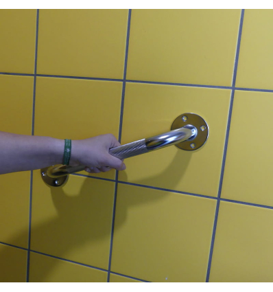 Barre d'appui douche PMR en acier chromé