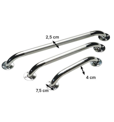 Dimensions de la barre d'appui douche PMR en acier chromé